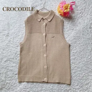 크로커다일 [ LL ] 베이지 니트 베스트 캐주얼 코디하기 쉬운