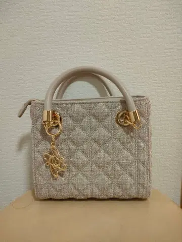 란다 2way 퀼팅 백 핑크 베이지