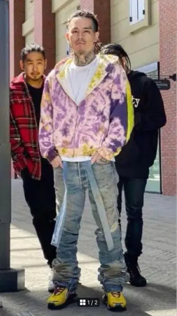 yzerr 착용 타이 다이 디자인 풀 집업 후드티