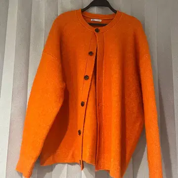 ZARA 오렌지 버튼 가디건 XL
