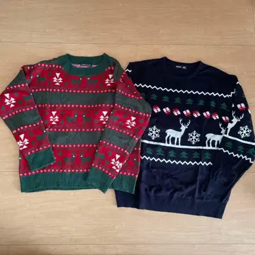 SHEIN 루돌프 무늬 긴팔 스웨터 크리스마스 페어 세트