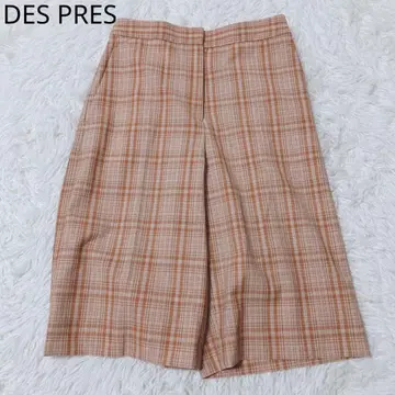 데프레 와이드 팬츠 일본제 체크 올 패턴 캐주얼 브라운 사이즈 34