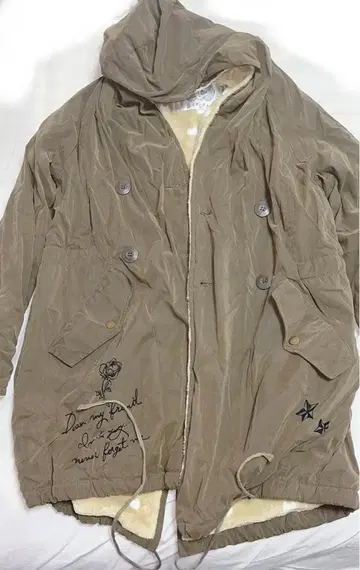 스칼라 후드 부착 다운 자켓 올리브