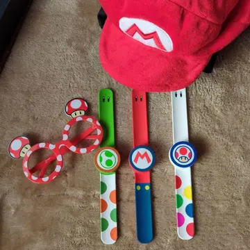 USJ 슈퍼 마리오 파워업 밴드 3종 세트, 마리오 모자, 키노피오 안경