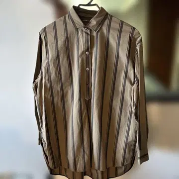 MICA & DEAL 베이지 스트라이프 긴팔 셔츠