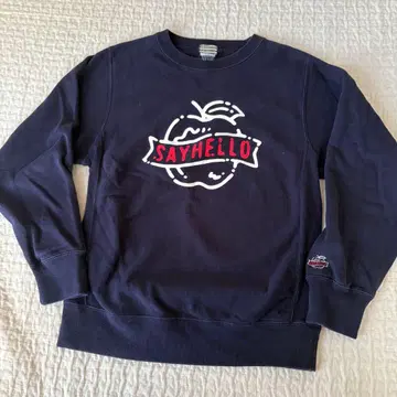 SAYHELLO 네이비 로고 맨투맨 트레이닝복