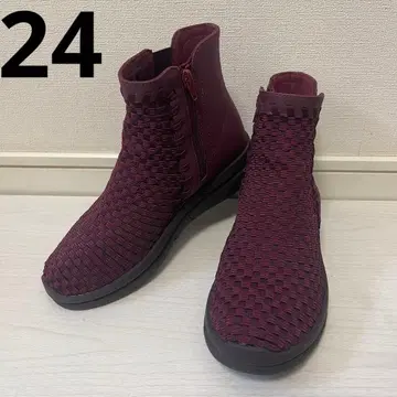 새상품급 고무고무 와인 뜨개질 디자인 부츠 24cm