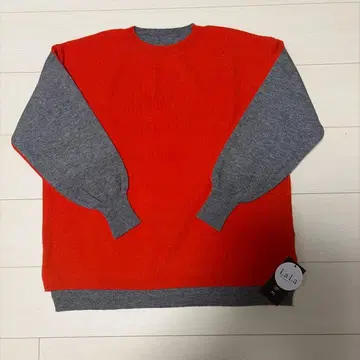 오렌지/그레이 긴팔 니트 L 사이즈