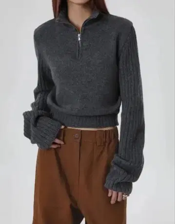 Blackup 오데린 하프 집업 울 니트