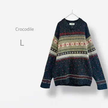 [ CROCODILE ] 아가일 헨리넥 두툼한 니트 싸개 버튼