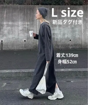 [PON 기획] 크루넥 롱컷 원피스 차콜 그레이 L 사이즈