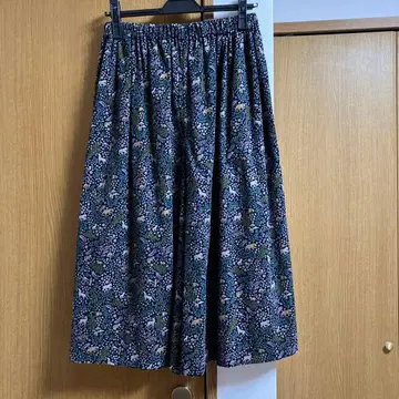 Parkes 리버티 동물 패턴 가우초 팬츠 네이비 안감 없음 사이즈 M