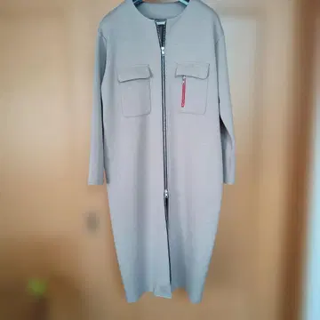 그레이지 프론트 지퍼 롱 코트