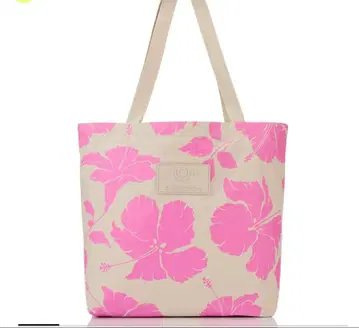 아로하 컬렉션 핑크 하이비스커스 토트백 리버서블