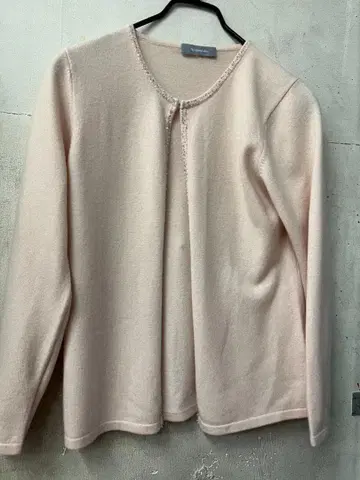 새상품급 Accomodo 캐시미어 100% 비쥬 가디건 연핑크