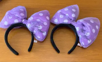 미니 마우스 도트 리본 머리띠 2개 세트 퍼플 미니