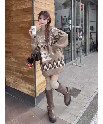 다리치 Darich 노르딕 베어 니트 풀오버 (베이지)