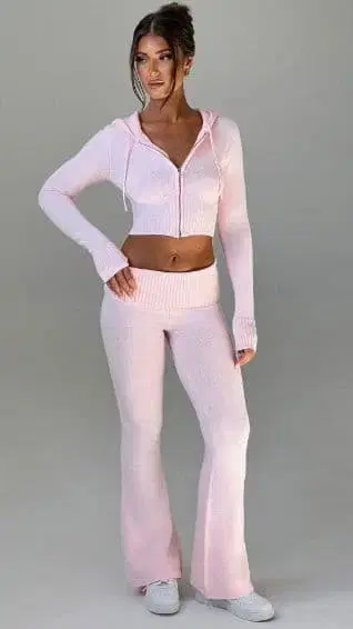 핑크 플레어 팬츠 셋업 M