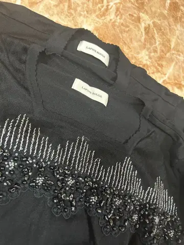 라핀 앙상블 블랙 반팔 티셔츠 & 긴팔 가디건 사이즈 15 정가 3만