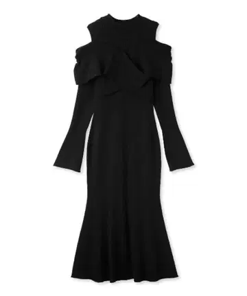 레이어드 오프숄더 니트 원피스 릴리 브라운