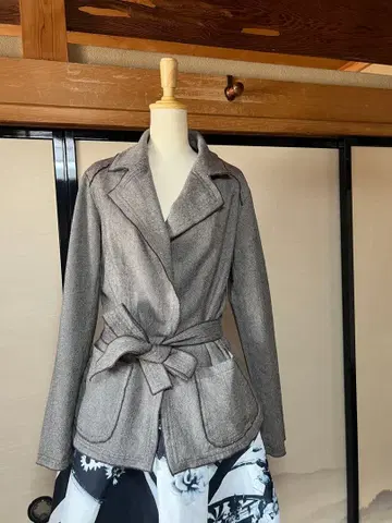 Creare 세련된 디자인 그레이 테일러드 자켓 허리 리본 포함 M