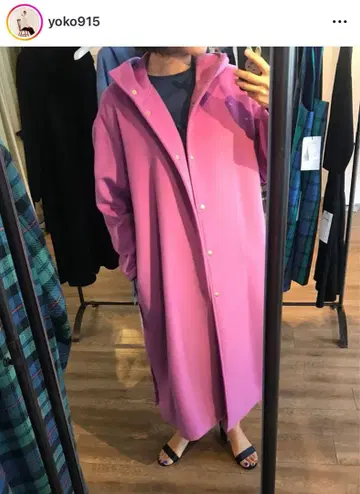 후드 부착 핑크 롱 코트 yori