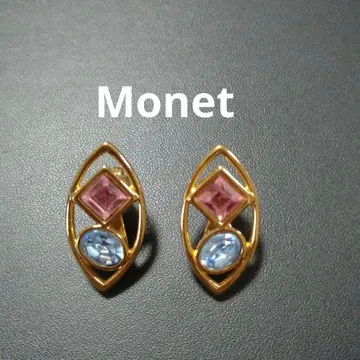 MONET 모네 귀찌 빈티지 핑크 & 스카이블루 큐빅