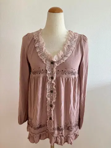 axesfemme 프릴 튜닉 핑크 긴팔