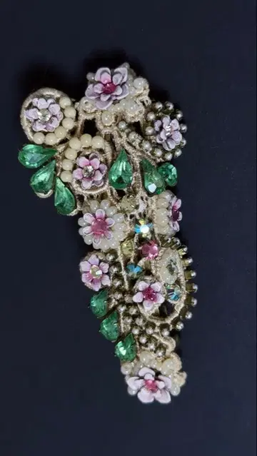 미하엘 네그린 빈티지풍 꽃과 그린 머리핀