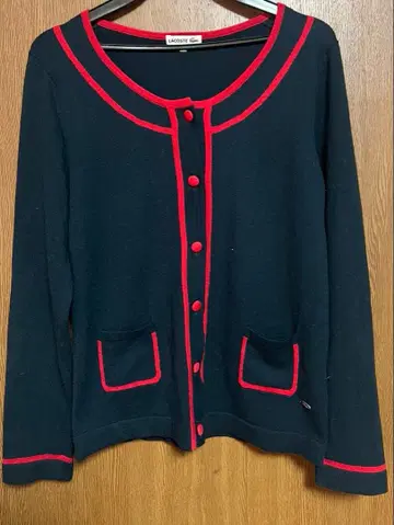 LACOSTE 가디건 네이비/레드 40