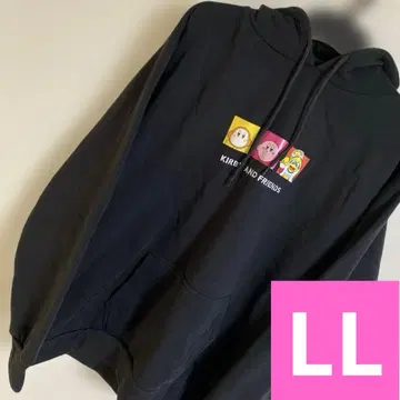 별의 커비 풀오버 후드티 LL 블랙 프린트 자수 남성용