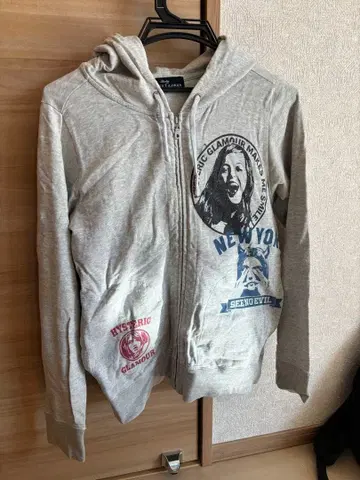 HYSTERIC GLAMOUR 풀 집업 후드티 그레이