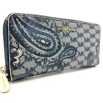 마이클코어스 장지갑 라운드 지퍼 MK 패턴 플라워 시그니처