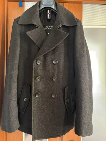 TOMMY HILFIGER 다크 그레이 피 코트 M 사이즈