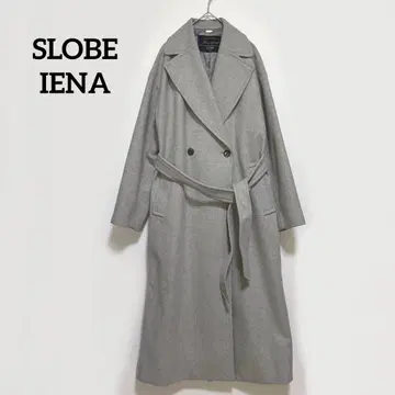 SLOBE IENA SUPER100 멜톤 빅 라펠 코트 그레이