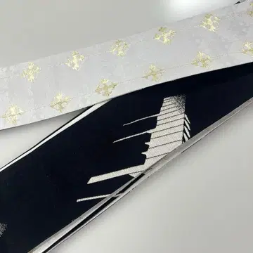 순수 실크 니시진 남성용 오비 리버서블 블랙 화이트 피아노 패턴