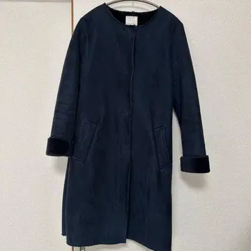 SENSE OF PLACE 네이비 롱 코트 스웨이드