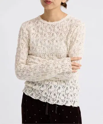 이에나 Flower 스트레치 레이스 풀오버