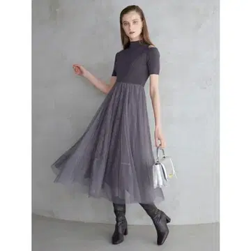 MERCURYDUO 튤 도킹 숄더 원피스 (M)