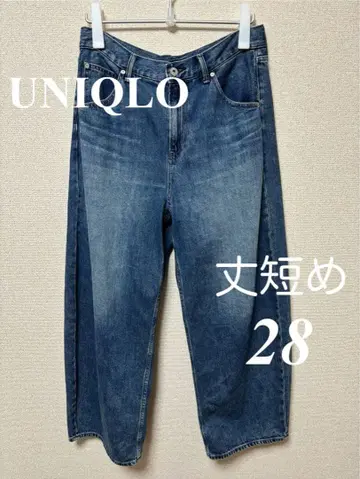 [ UNIQLO ] 새상품급 배기 커브진 기장 짧음 28 블루