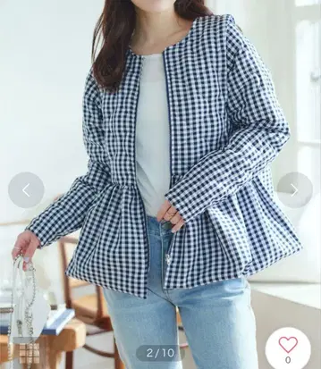 고베 레터스 깅엄 페플럼 자켓 2way 퀼팅 페플럼 자켓