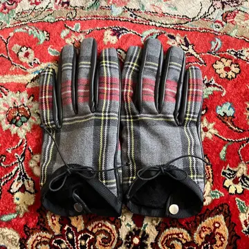 GANTIER CAUSSE 가죽 그로브 타탄 체크