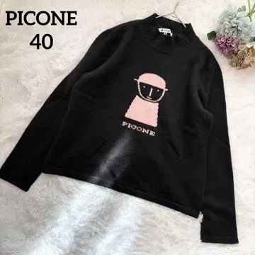 [캐시미어 100%] 피코네 PICONE 로고 하이넥 니트 40 블랙