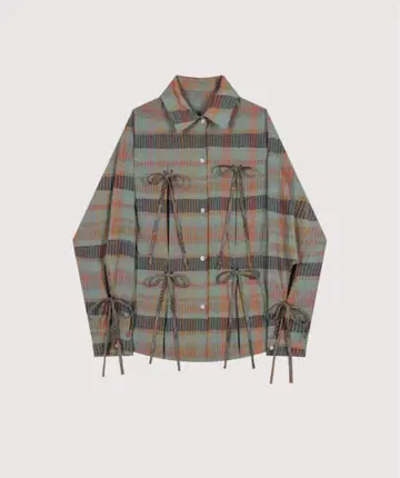 LA POMME petit Many Ribbon Check Shirt