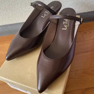 Le Talon 브라운 가죽 뮬 힐 4.5cm