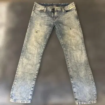 라이트 블루 데미지 데님 팬츠