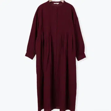 버건디 버튼 롱 드레스