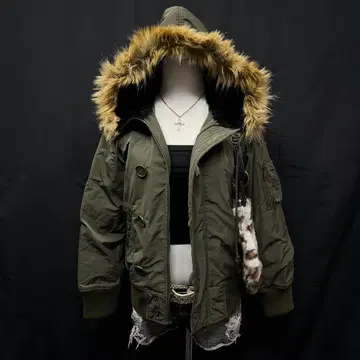 헤이세이 갸루 y2k 그런지 플라이트 자켓 퍼 N2B 기믹