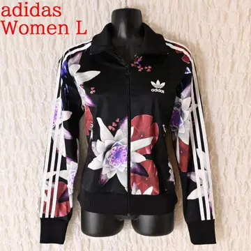 F3 여성 L 아디다스 블랙 꽃무늬 저지 상의