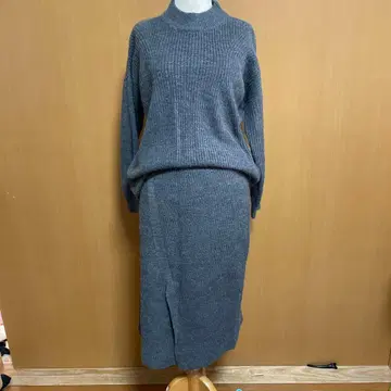 그레이 니트 셋업 터틀넥
